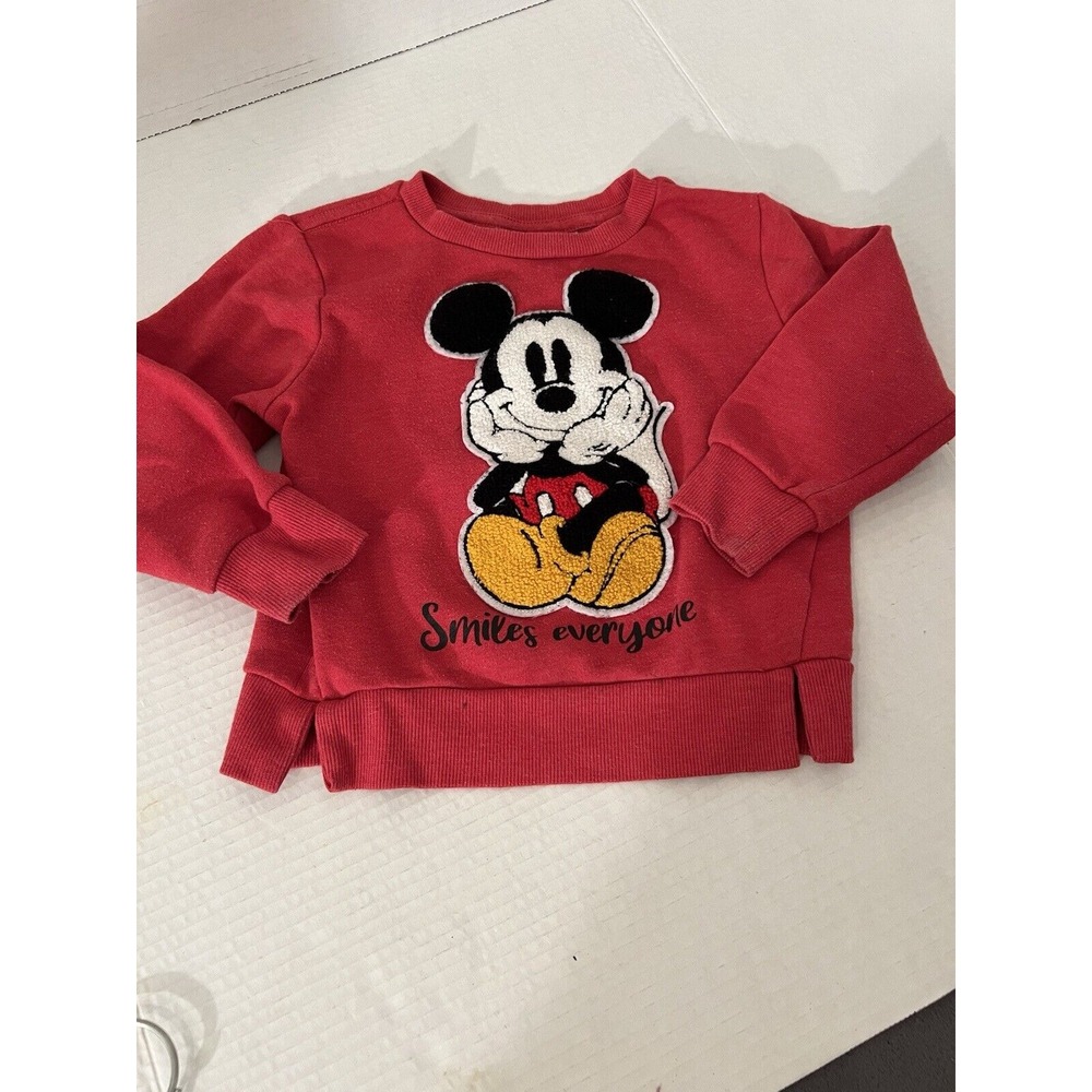 Disney Junior Red Mickey Mouse Sweatshirt Pullover Toddler Sz 3T